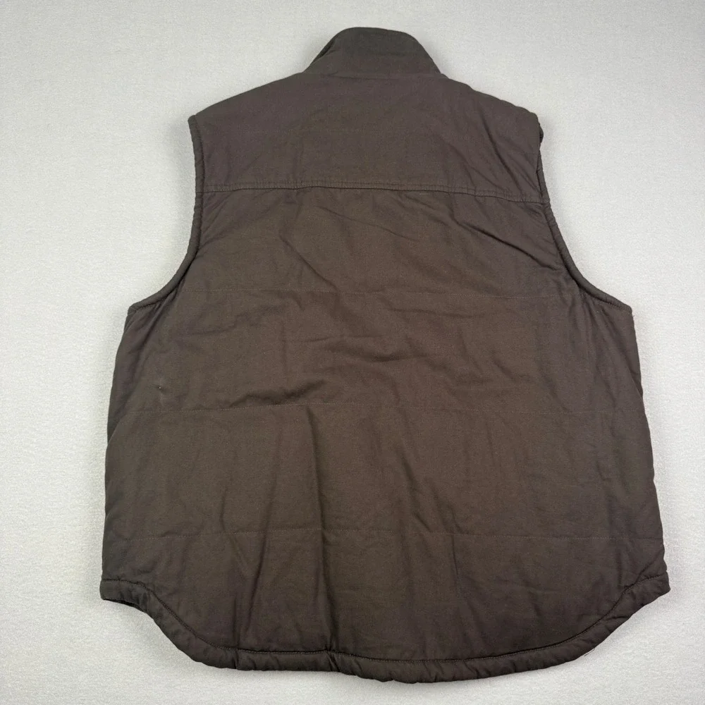 Lee Premium Select Mens XL Brown Canvas Sherpa Lined Workwear Puffer Vest Zip Up - Picture 5 of 8